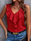 Ruffled V-Neck Tank - LACEDUPED