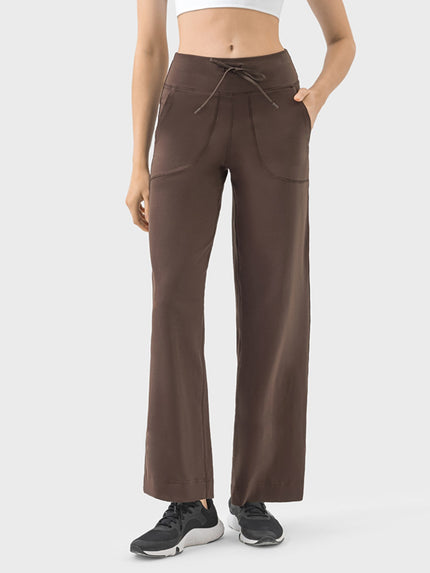 Drawstring Active Pants with Pockets - LACEDUPED