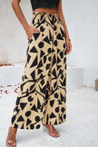 Smocked Printed Wide Leg Pants with Pockets - LACEDUPED