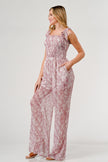 GeeGee Printed Tie Shoulder Wide Leg Jumpsuit - LACEDUPED