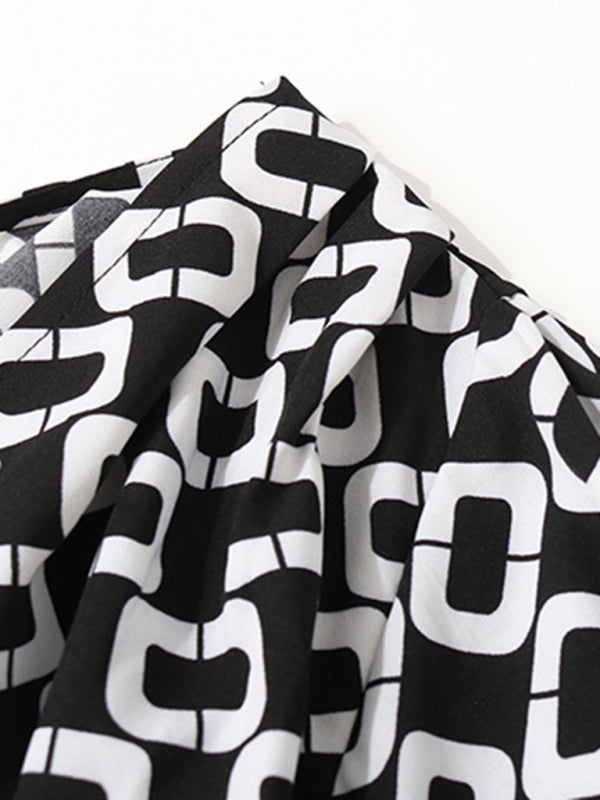 Women's Geometric Print Fashion Long Sleeve bodysuit - LACEDUPED