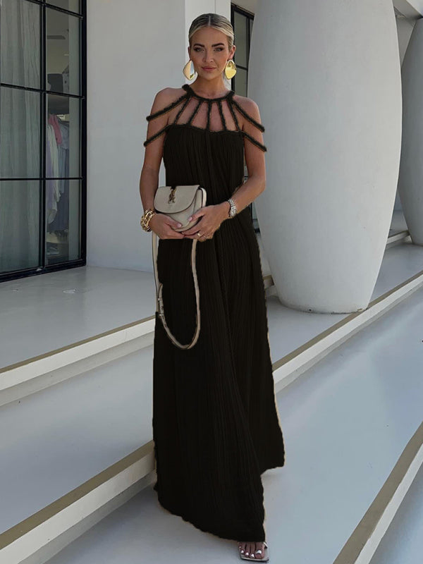 New casual drawstring holiday loose fashion dress - LACEDUPED