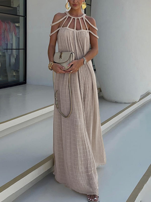 New casual drawstring holiday loose fashion dress - LACEDUPED