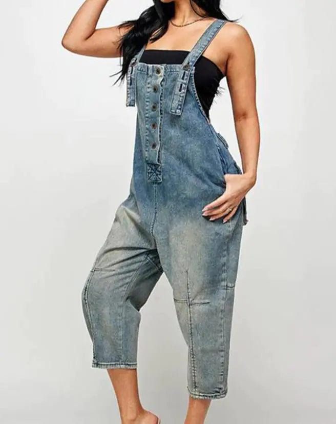 Denim Sleeveless Jumpsuits for Women - LACEDUPED