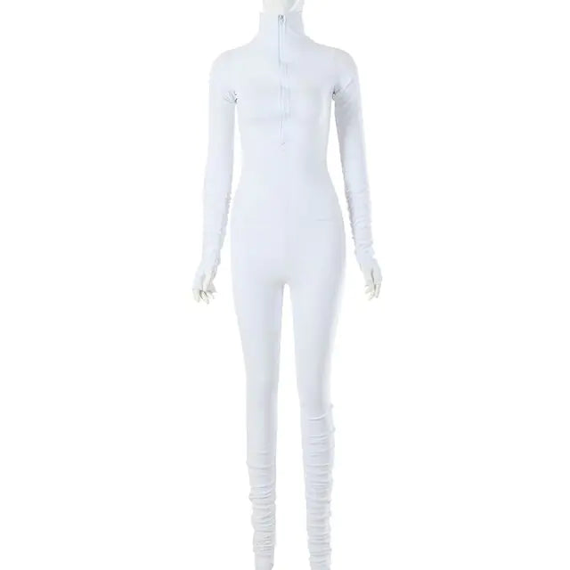 Turtleneck Gloved Sleeve Jumpsuits - LACEDUPED