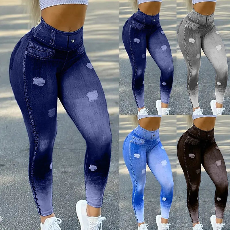 Denim Jeans Leggings - LACEDUPED