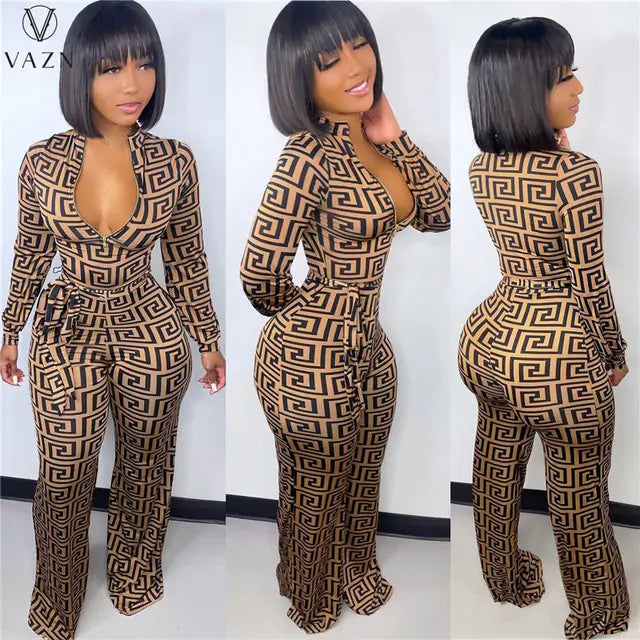 Printed Tight Jumpsuits - LACEDUPED