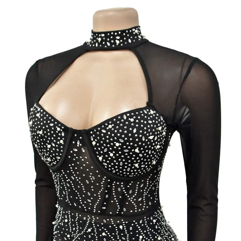 Sheer MeshSee Through Jumpsuit - LACEDUPED