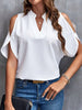 Notched Cold Shoulder Blouse - Premium   - Just $34.95! Shop now at LACEDUPED