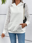 Lace Openwork Kangaroo Pocket Hoodie - Premium   - Just $37.95! Shop now at LACEDUPED