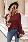 Round Neck Puff Sleeve Blouse - Premium   - Just $33.95! Shop now at LACEDUPED