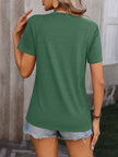 Heathered Round Neck Short Sleeve T-Shirt - Premium   - Just $31.95! Shop now at LACEDUPED