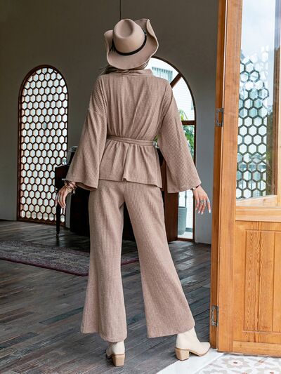 Dropped Shoulder Cardigan and Pants Set - Premium   - Just $65.95! Shop now at LACEDUPED