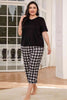 V-Neck Tee and Plaid Cropped Pants Lounge Set - Premium   - Just $50.95! Shop now at LACEDUPED