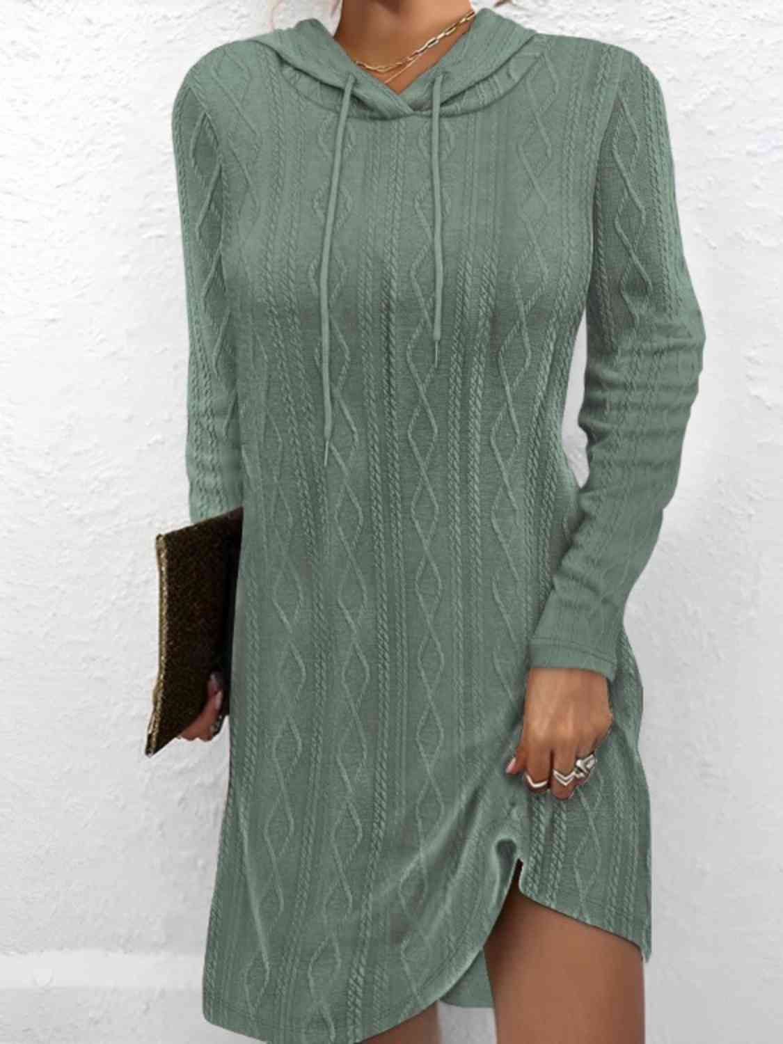 Drawstring Hooded Sweater Dress - Premium   - Just $42.95! Shop now at LACEDUPED