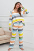 Striped Round Neck Long Sleeve Top and Drawstring Pants Lounge Set - Premium   - Just $53.95! Shop now at LACEDUPED