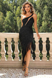 Fringed Asymmetrical Hem One-Shoulder Dress - Premium   - Just $54.95! Shop now at LACEDUPED