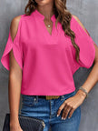 Notched Cold Shoulder Blouse - Premium   - Just $34.95! Shop now at LACEDUPED