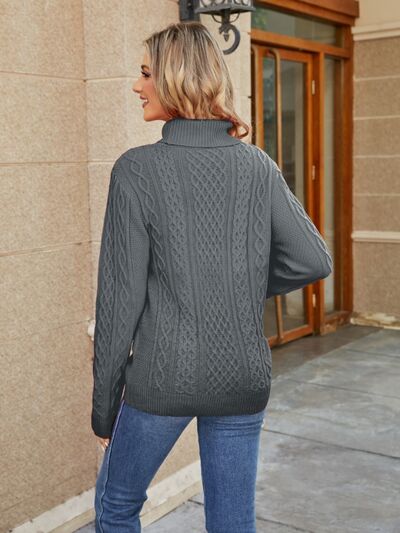 Cable-Knit Mock Neck Sweater - Premium   - Just $55.95! Shop now at LACEDUPED