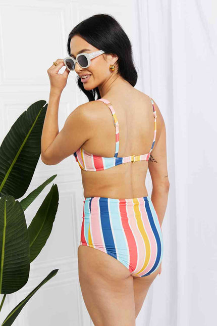 Marina West Swim Take A Dip Twist High-Rise Bikini in Stripe - Premium   - Just $81.95! Shop now at LACEDUPED