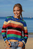 Rainbow Stripe Openwork Long Sleeve Cover-Up - Premium   - Just $43.95! Shop now at LACEDUPED