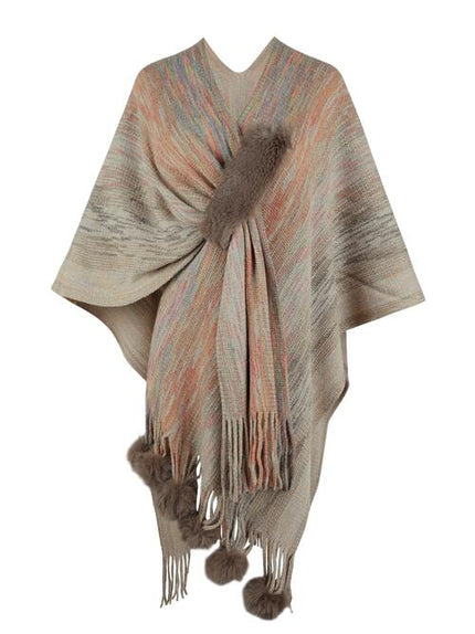 Heathered Fringe Hem Poncho - Premium   - Just $48.95! Shop now at LACEDUPED