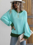 Contrast Trim Drop Shoulder Pullover Sweater - Premium   - Just $59.95! Shop now at LACEDUPED