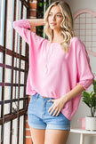 Reborn J Texture Round Neck Smocked Half Sleeve Top - Premium   - Just $49.95! Shop now at LACEDUPED