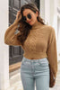 Cropped Mock Neck Cable-Knit Pullover Sweater - Premium   - Just $38.95! Shop now at LACEDUPED