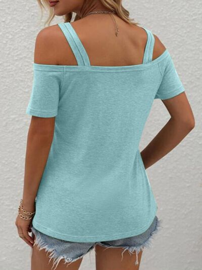 Double Spaghetti Straps Short Sleeve T-Shirt - Premium   - Just $36.95! Shop now at LACEDUPED