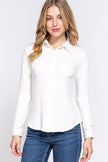 ACTIVE BASIC Long Sleeve Front Pocket DTY Brushed Shirt - Premium   - Just $37.95! Shop now at LACEDUPED