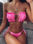 Frill Trim Ruched Bikini Set - Premium   - Just $33.95! Shop now at LACEDUPED