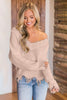 Frayed Hem Dropped Shoulder Sweater - Premium   - Just $43.95! Shop now at LACEDUPED