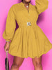 Notched Button Up Balloon Sleeves Dress - Premium   - Just $58.95! Shop now at LACEDUPED