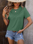 Heathered Round Neck Short Sleeve T-Shirt - Premium   - Just $31.95! Shop now at LACEDUPED