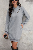 Textured Decorative Button Mini Dress - Premium   - Just $49.95! Shop now at LACEDUPED