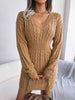 Cable-Knit V-Neck Mini Sweater Dress - Premium   - Just $42.36! Shop now at LACEDUPED