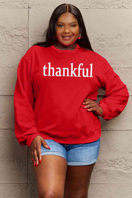 Simply Love Full Size THANKFUL Graphic Sweatshirt - Premium   - Just $48.95! Shop now at LACEDUPED