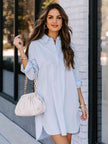 Button Up Collared Neck Long Sleeve Shirt Dress - Premium   - Just $34.36! Shop now at LACEDUPED