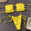 Frill Trim Ruched Bikini Set - Premium   - Just $33.95! Shop now at LACEDUPED