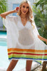 Rainbow Stripe Openwork Slit Cover-Up - Premium   - Just $43.95! Shop now at LACEDUPED