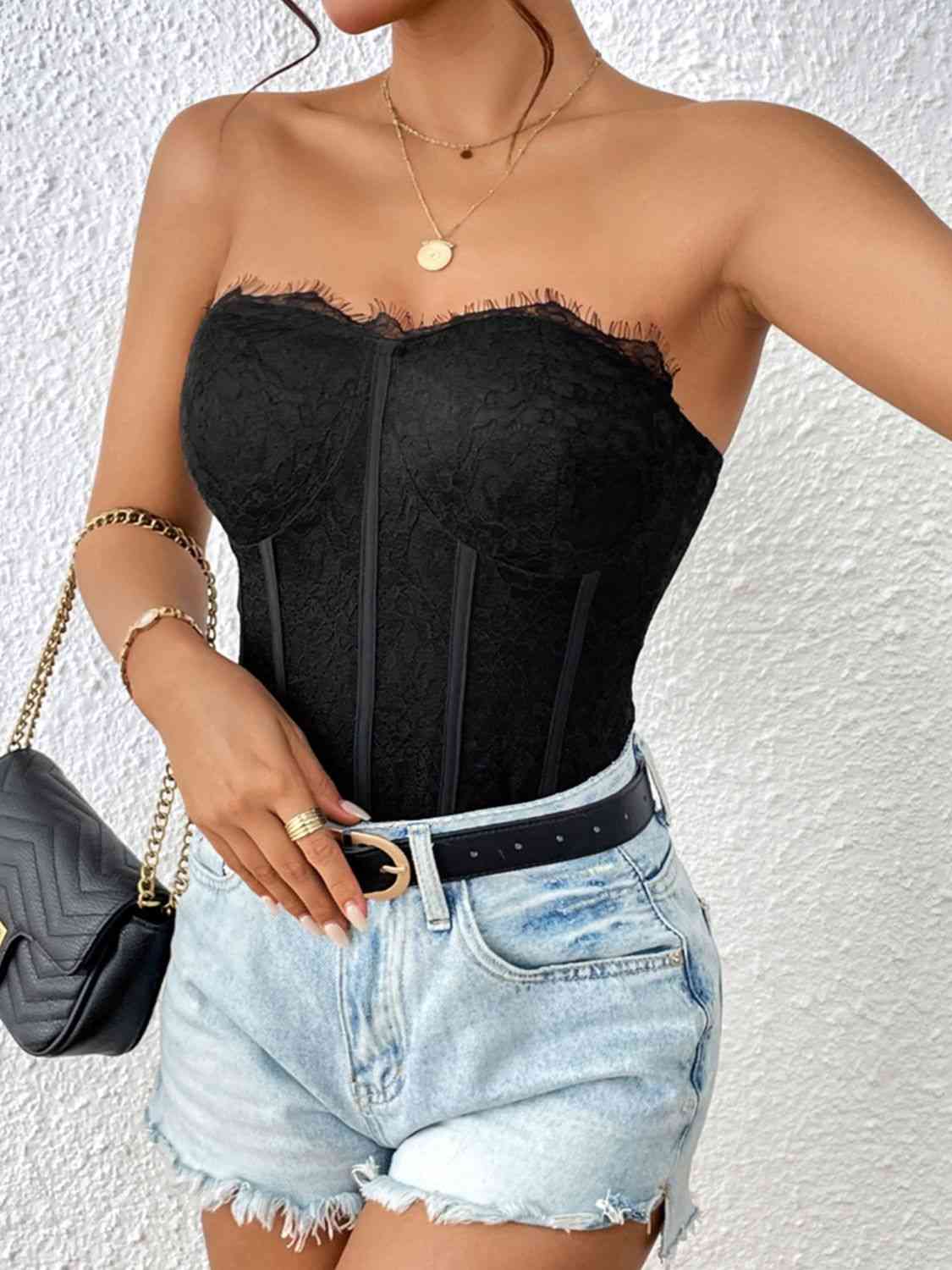 Strapless Sweetheart Neck Bodysuit - Premium   - Just $34.95! Shop now at LACEDUPED