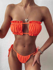 Frill Trim Ruched Bikini Set - Premium   - Just $33.95! Shop now at LACEDUPED