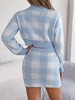 Plaid Round Neck Top and Skirt Sweater Set - Premium   - Just $56.95! Shop now at LACEDUPED