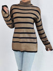 Striped Turtleneck Long Sleeve Sweater - Premium   - Just $58.95! Shop now at LACEDUPED