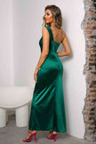 One-Shoulder Ruched Slit Maxi Dress - Premium   - Just $60.95! Shop now at LACEDUPED