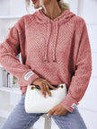 Texture Drawstring Long Sleeve Hooded Sweater - Premium   - Just $51.95! Shop now at LACEDUPED