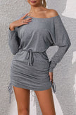 Ruched Tied Long Sleeve Mini Dress - Premium   - Just $36.95! Shop now at LACEDUPED