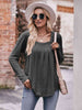 Double Take Pleated Detail Curved Hem Long Sleeve Top - Premium   - Just $36.95! Shop now at LACEDUPED