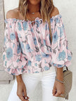 Floral Off-Shoulder Flounce Sleeve Blouse - Premium   - Just $40.95! Shop now at LACEDUPED